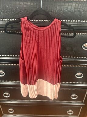 Joie Two-Tone Pleated Tank Top in Burgundy and Pink